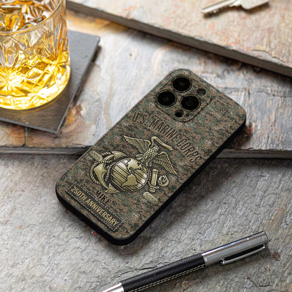250th Anniversary - Personalized Veteran Leather Phone Case