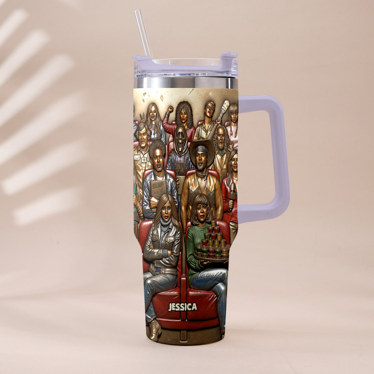Watching Scary Movie Tumbler - Personalized Horror Movie Tumbler With Plush Charm
