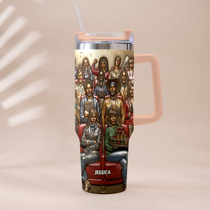Watching Scary Movie Tumbler - Personalized Horror Movie Tumbler With Plush Charm