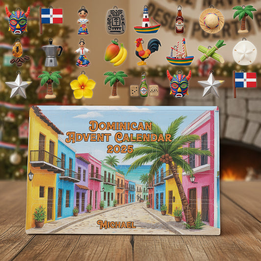 Dominican Republic Advent Calendar 2025 - Personalized Expats Advent Calendar With Ornaments