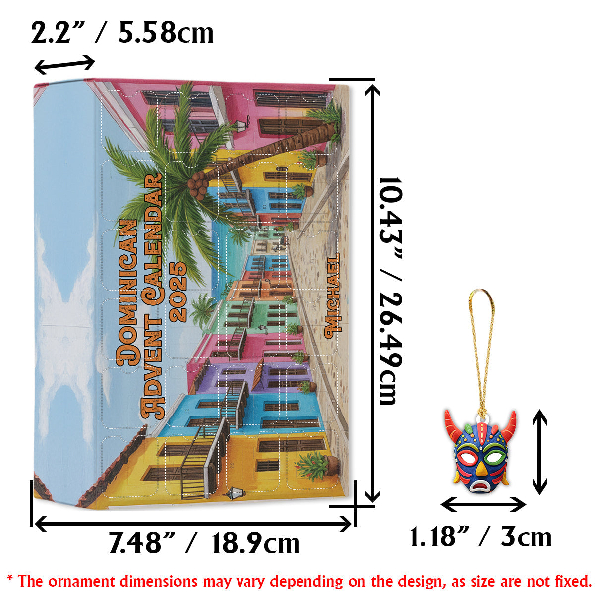 Dominican Republic Advent Calendar 2025 - Personalized Expats Advent Calendar With Ornaments