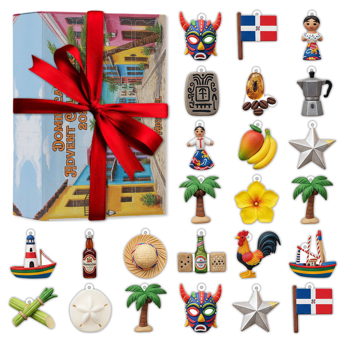 Dominican Republic Advent Calendar 2025 - Personalized Expats Advent Calendar With Ornaments
