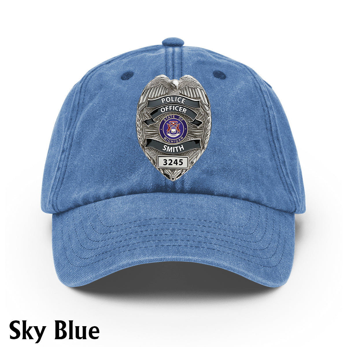 Serve And Protect - Personalized Police Officer Washed Denim Cap