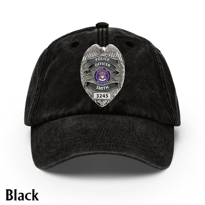 Serve And Protect - Personalized Police Officer Washed Denim Cap