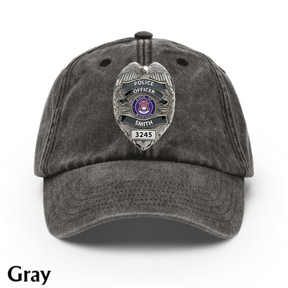 Serve And Protect - Personalized Police Officer Washed Denim Cap
