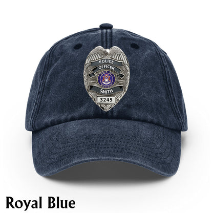 Serve And Protect - Personalized Police Officer Washed Denim Cap