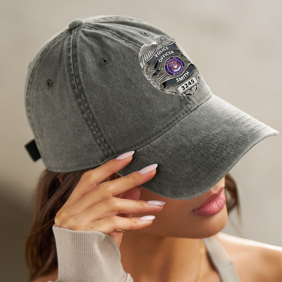 Serve And Protect - Personalized Police Officer Washed Denim Cap