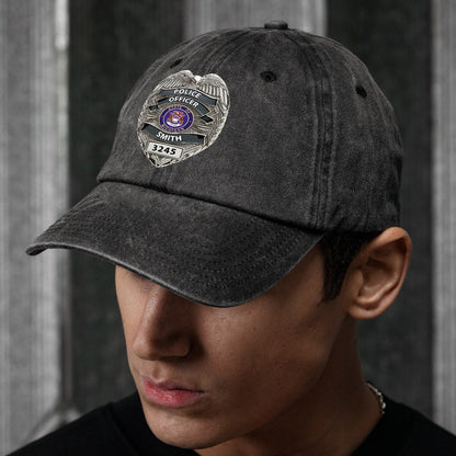 Serve And Protect - Personalized Police Officer Washed Denim Cap