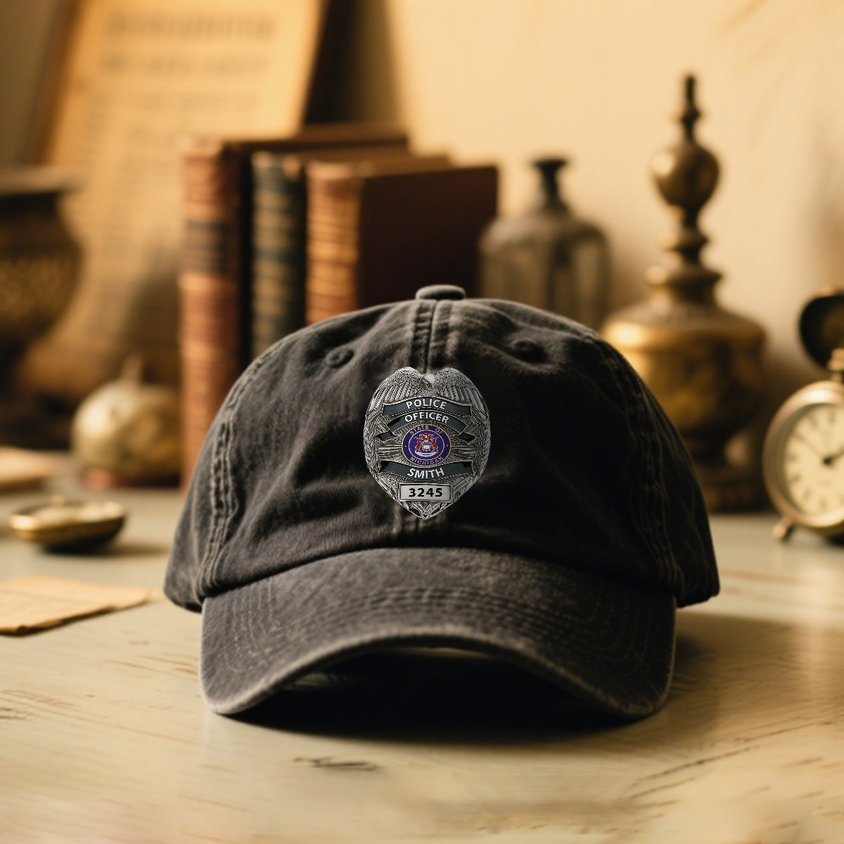 Serve And Protect - Personalized Police Officer Washed Denim Cap
