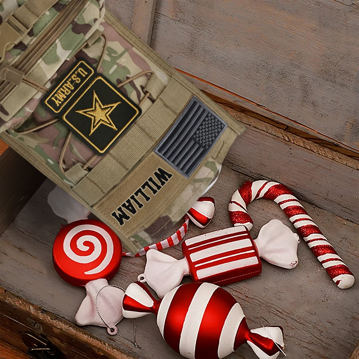 Proud To Serve - Personalized Veteran Shaped Christmas Stocking