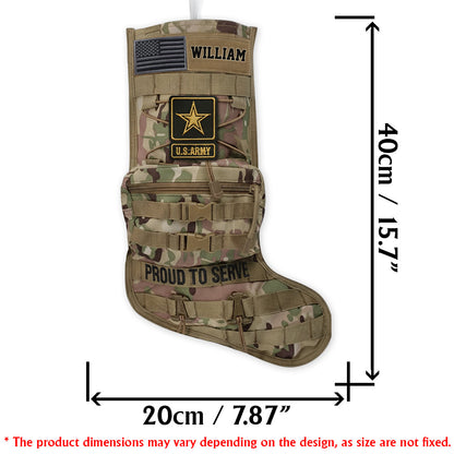 Proud To Serve - Personalized Veteran Shaped Christmas Stocking