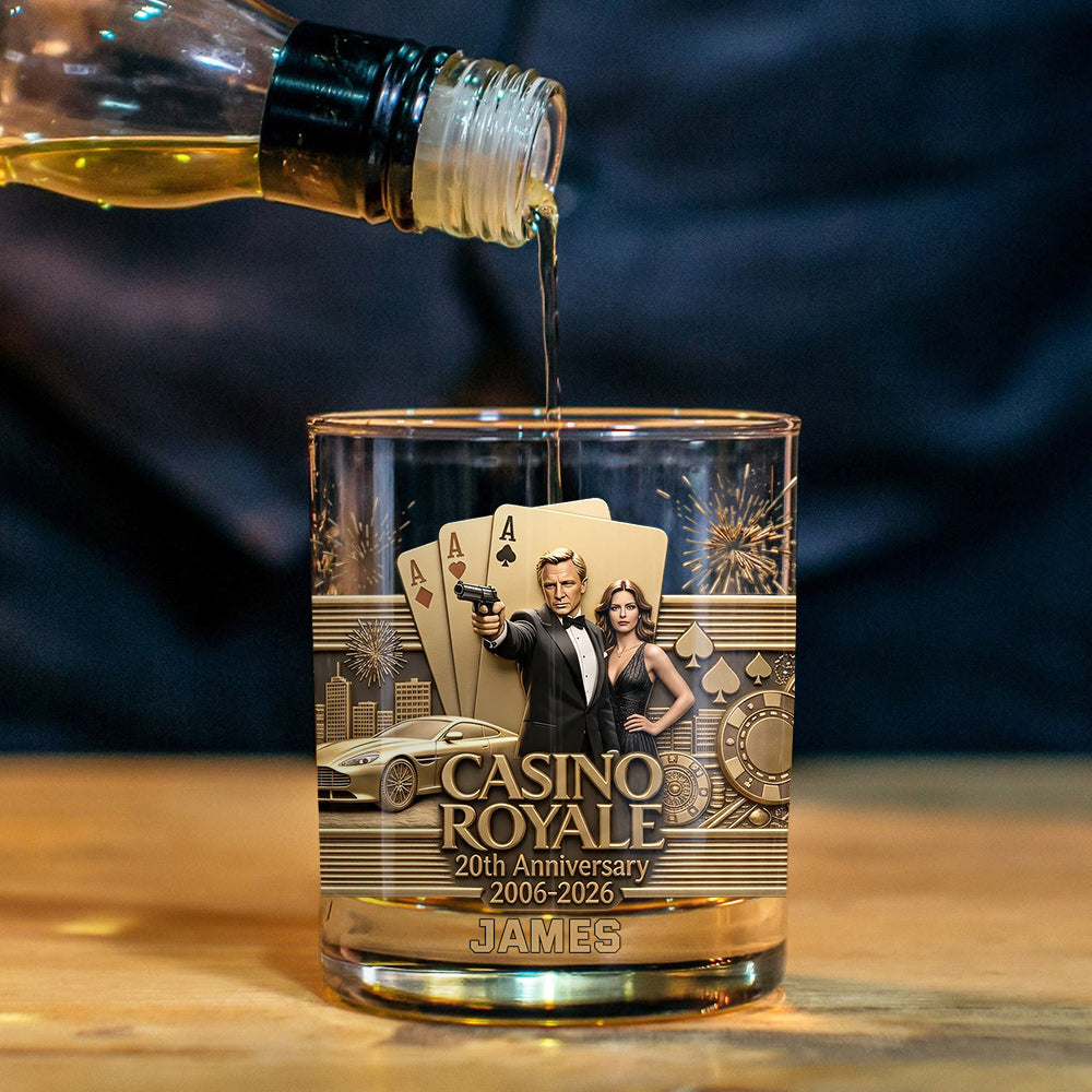 20th Anniversary - Personalized Casino Spy Whiskey Glass