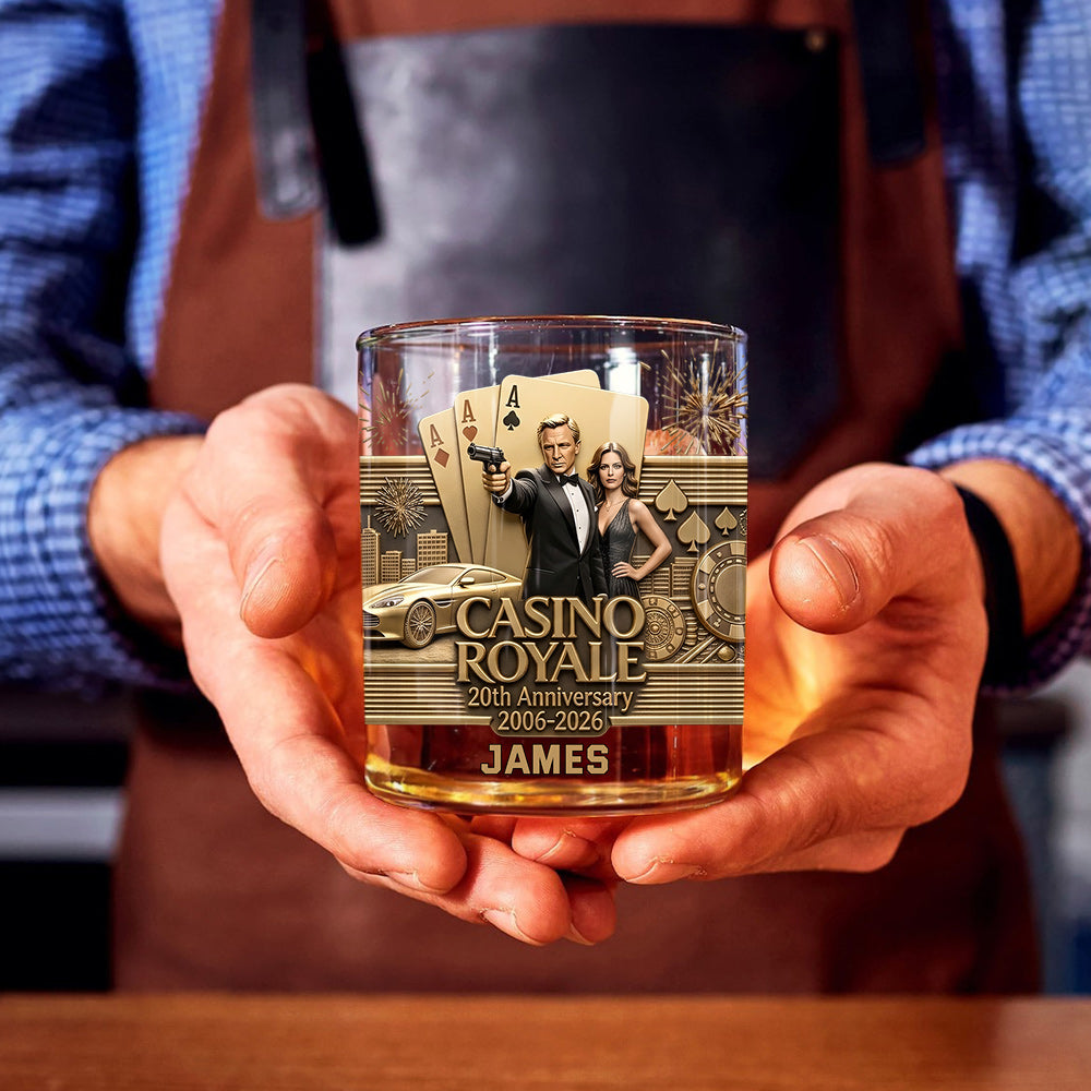 20th Anniversary - Personalized Casino Spy Whiskey Glass