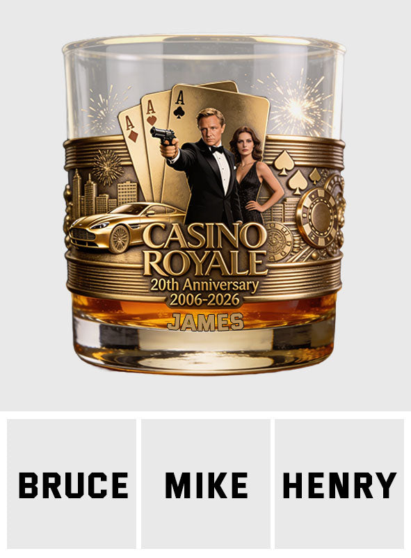 20th Anniversary - Personalized Casino Spy Whiskey Glass