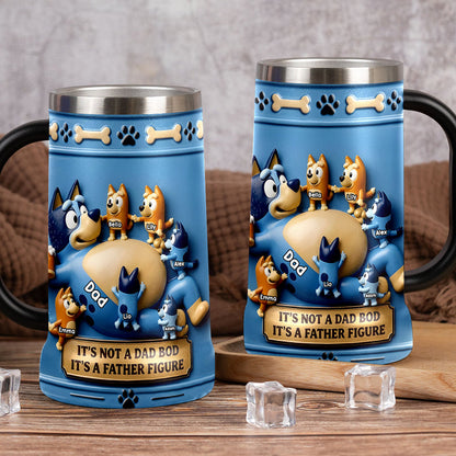 Blue Dog Fans Gift, It's Not A Dad Bod It's A Father Figure - Personalized Blue Dog Beer Stein