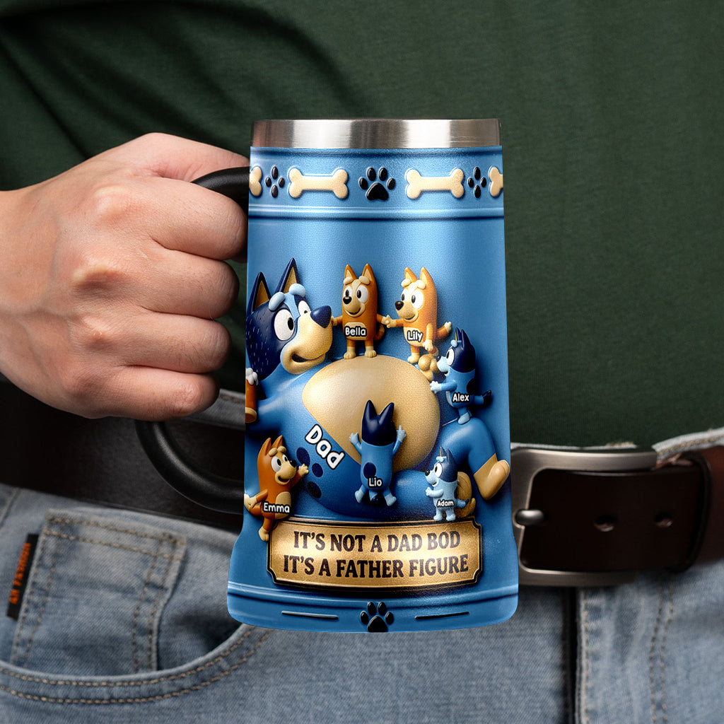 Blue Dog Fans Gift, It's Not A Dad Bod It's A Father Figure - Personalized Blue Dog Beer Stein