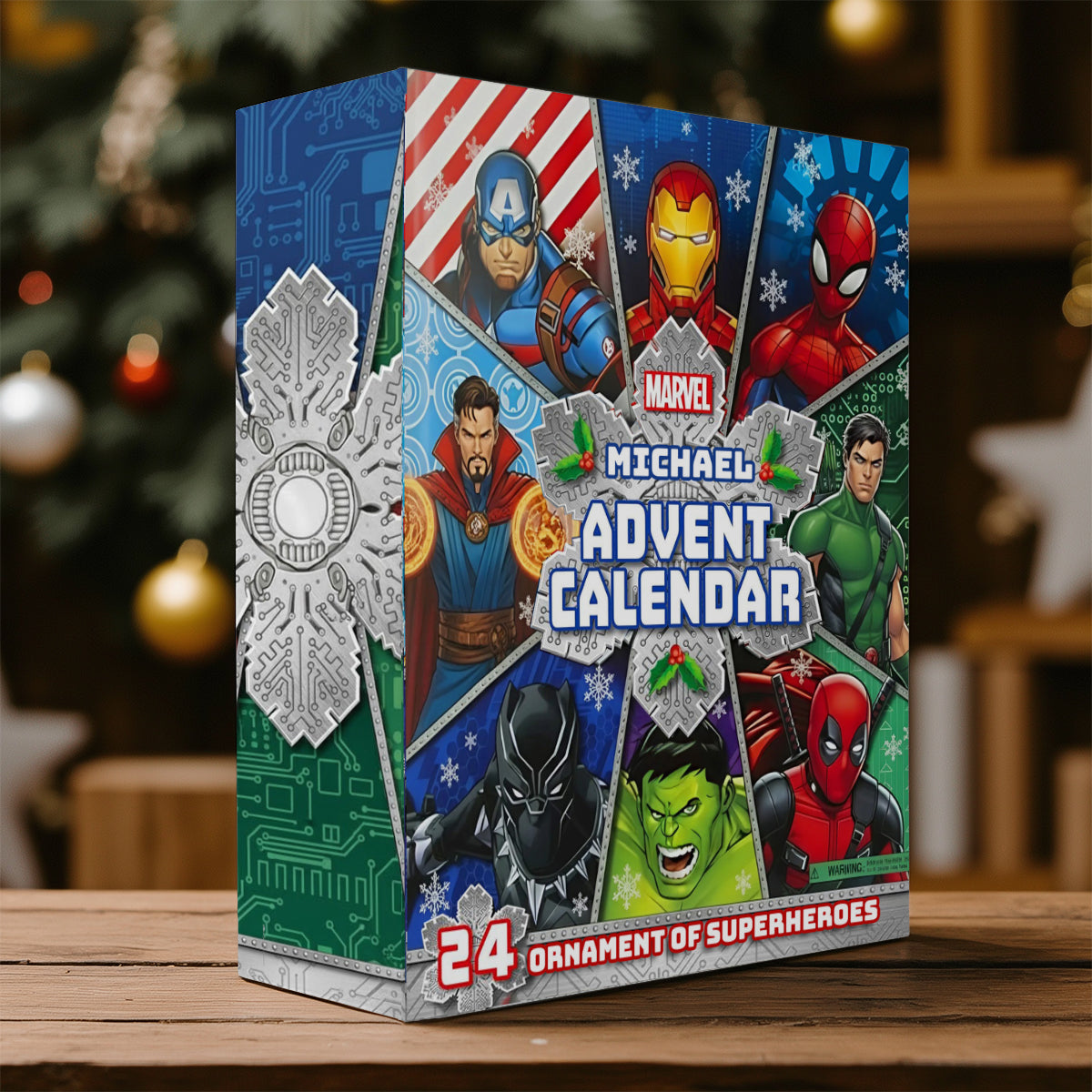 Christmas Gift For Hero's Fan - Personalized Superhero Folded Advent Calendar With Ornaments