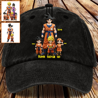 Super Dad - Personalized Seven Balls Washed Denim Cap
