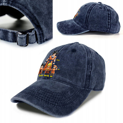 Super Dad - Personalized Seven Balls Washed Denim Cap