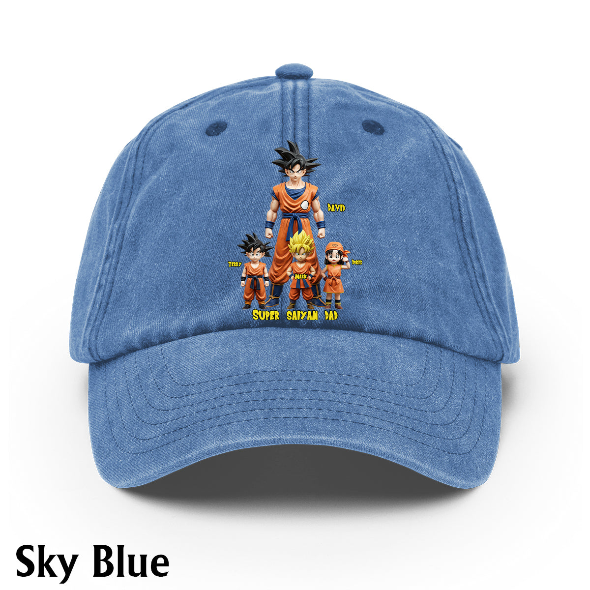 Super Dad - Personalized Seven Balls Washed Denim Cap