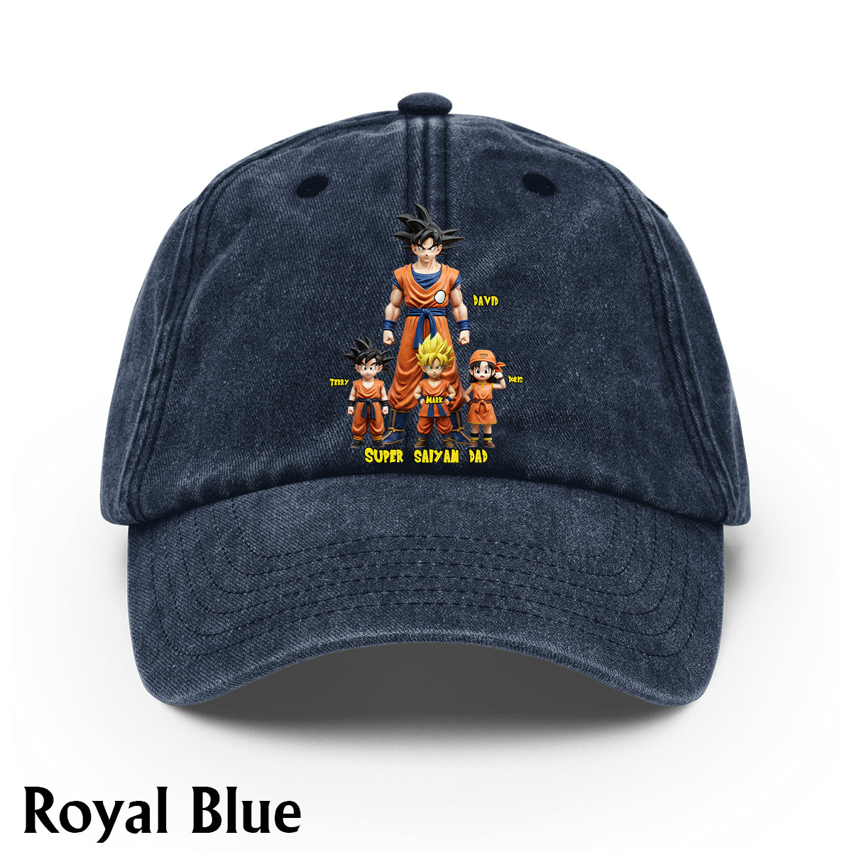 Super Dad - Personalized Seven Balls Washed Denim Cap