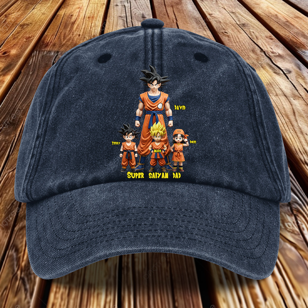 Super Dad - Personalized Seven Balls Washed Denim Cap