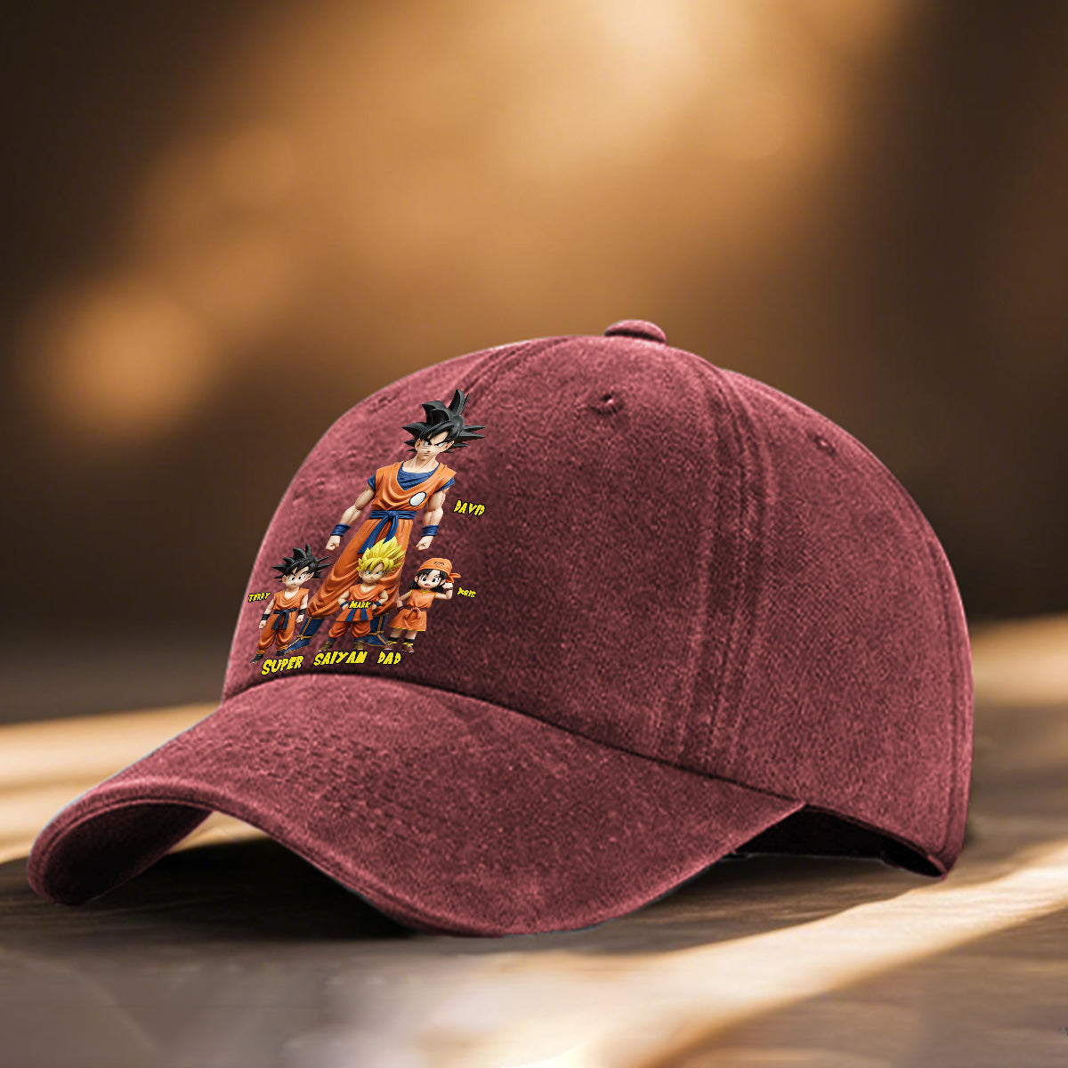 Super Dad - Personalized Seven Balls Washed Denim Cap