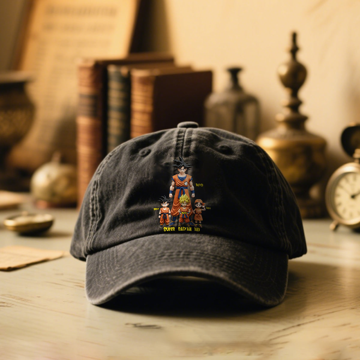 Super Dad - Personalized Seven Balls Washed Denim Cap