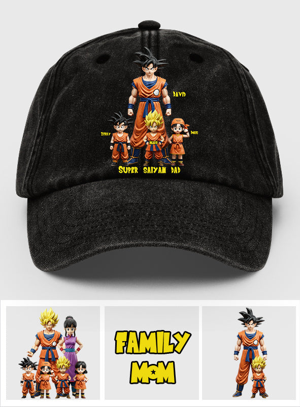 Super Dad - Personalized Seven Balls Washed Denim Cap