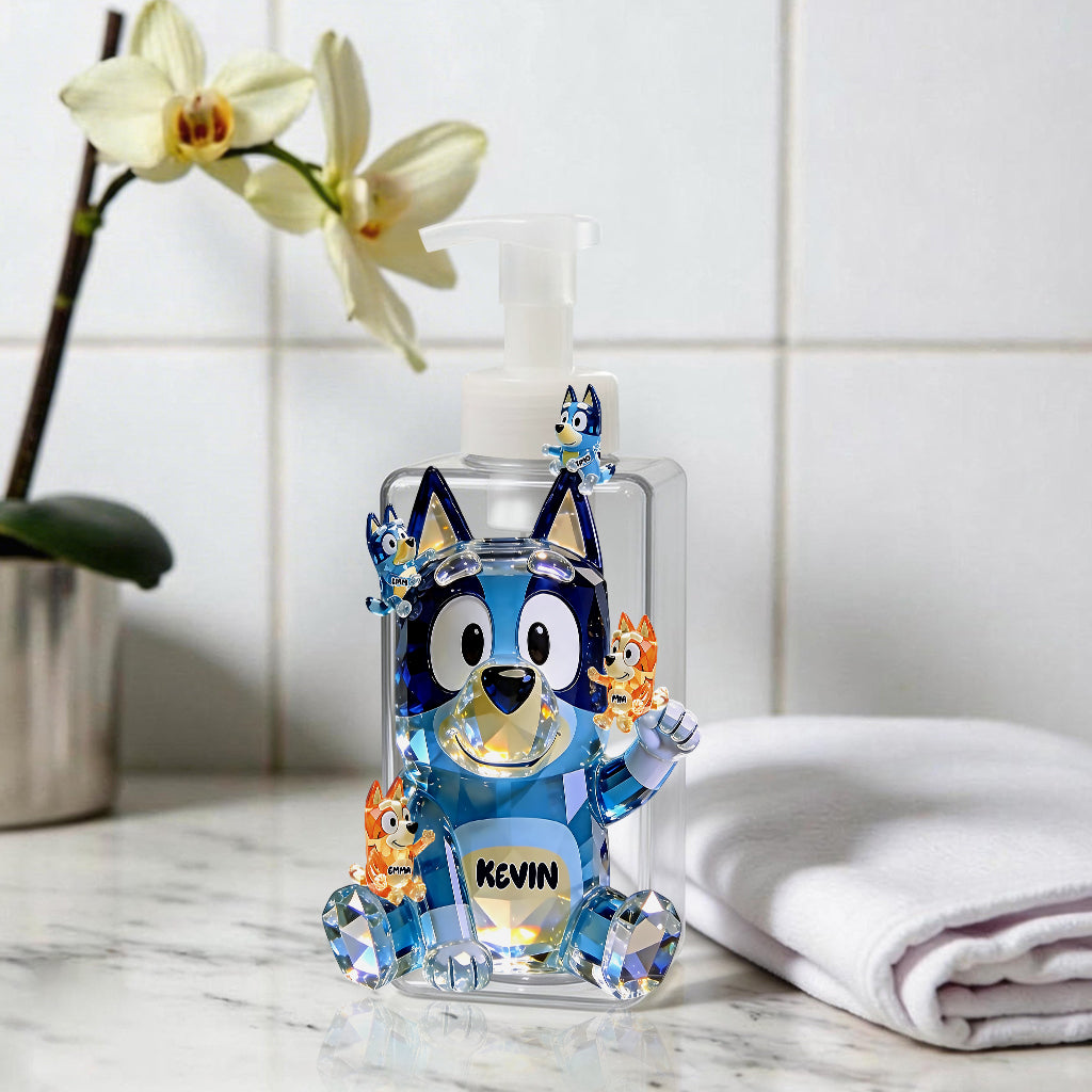 Best Dad Ever - Personalized Blue Dog Pump Dispenser