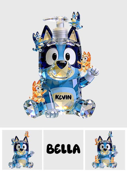 Best Dad Ever - Personalized Blue Dog Pump Dispenser