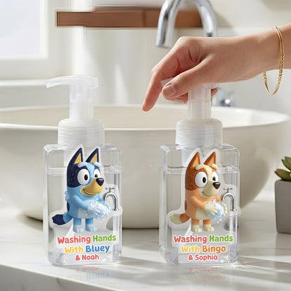 Bathroom Blue Puppy Set Soap Dispenser & Toothbrush Holder - Personalized Bluey Acrylic Pot & Pump Dispenser