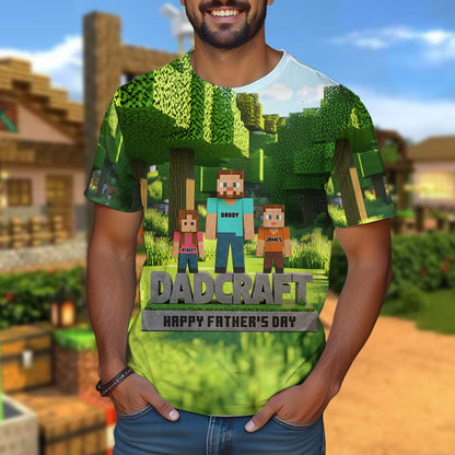 Dadcraft, Father's Day Gift For Game Dad - Personalized Block World All Over Shirt