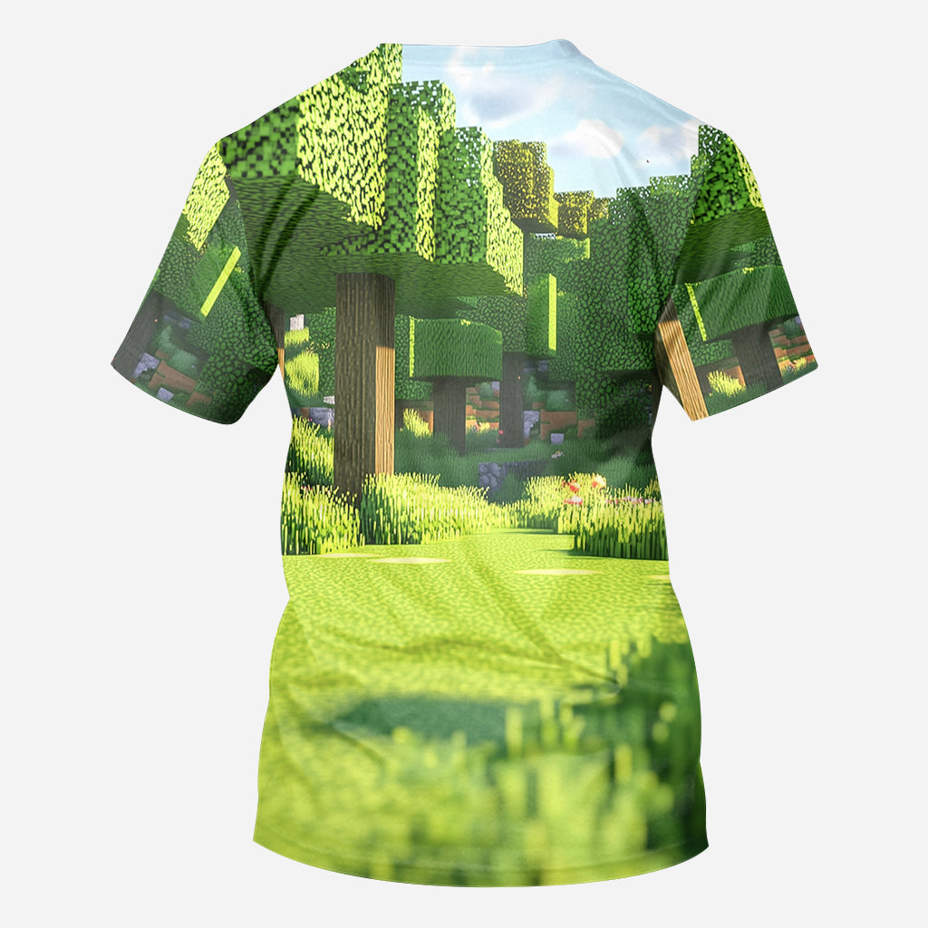 Dadcraft, Father's Day Gift For Game Dad - Personalized Block World All Over Shirt