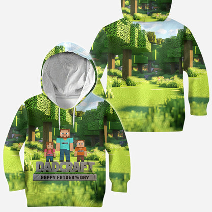 Dadcraft, Father's Day Gift For Game Dad - Personalized Block World All Over Shirt