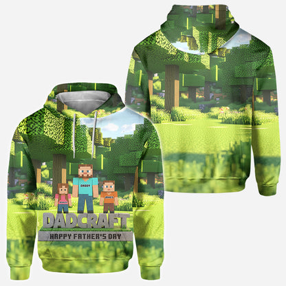 Dadcraft, Father's Day Gift For Game Dad - Personalized Block World All Over Shirt