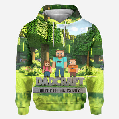 Dadcraft, Father's Day Gift For Game Dad - Personalized Block World All Over Shirt