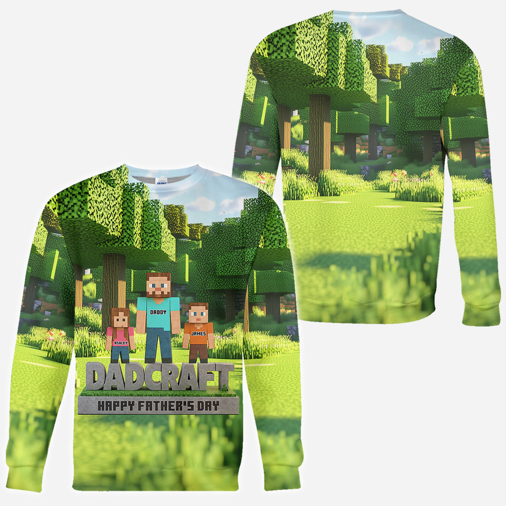 Dadcraft, Father's Day Gift For Game Dad - Personalized Block World All Over Shirt