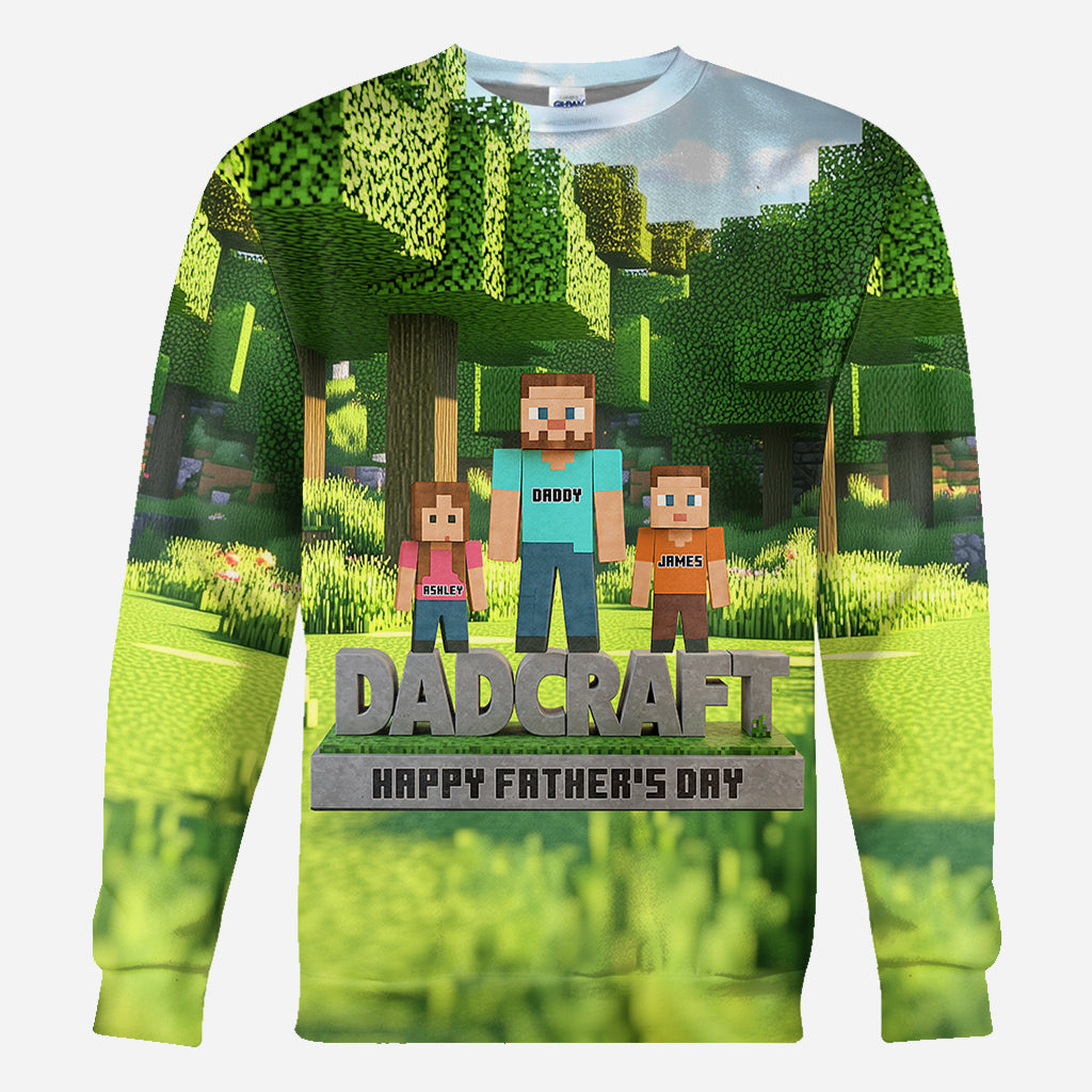 Dadcraft, Father's Day Gift For Game Dad - Personalized Block World All Over Shirt