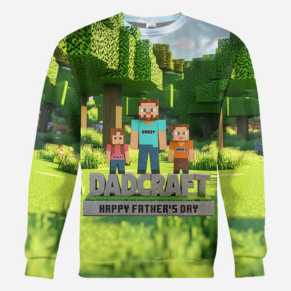 Dadcraft, Father's Day Gift For Game Dad - Personalized Block World All Over Shirt
