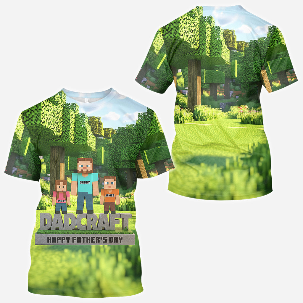 Dadcraft, Father's Day Gift For Game Dad - Personalized Block World All Over Shirt