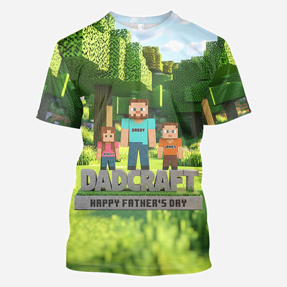 Dadcraft, Father's Day Gift For Game Dad - Personalized Block World All Over Shirt