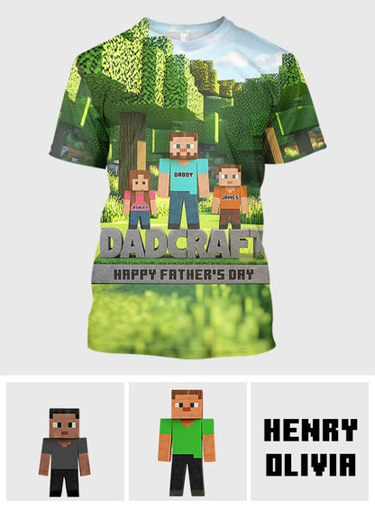 Dadcraft, Father's Day Gift For Game Dad - Personalized Block World All Over Shirt
