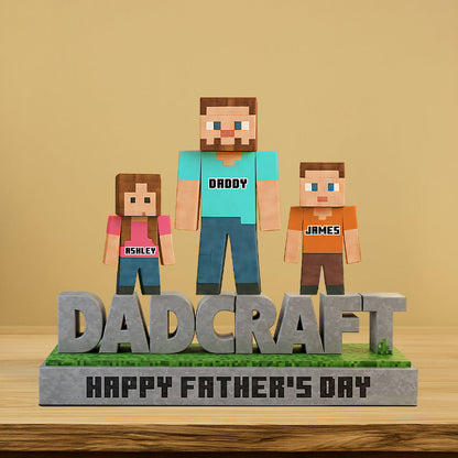 Dadcraft, Father's Day Gift For Game Dad - Personalized Block World Custom Shaped Acrylic Plaque
