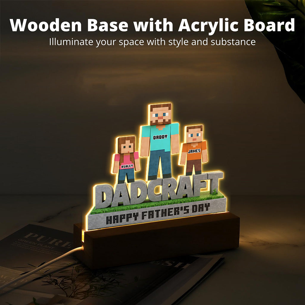 Dadcraft, Father's Day Gift For Game Dad - Personalized Block World Custom Shaped Acrylic Plaque