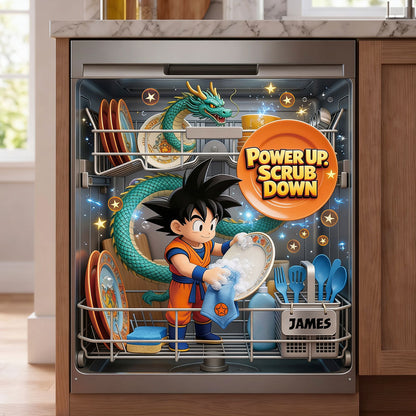 Power Up, Scrub Down - Personalized Seven Balls Dishwasher Cover