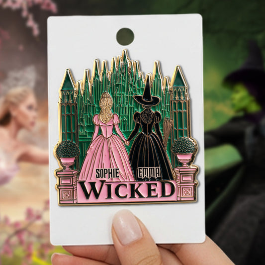 Beautiful Witches - Personalized Green and Pink Pin
