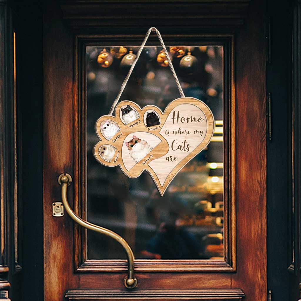 Home Is Where My Cats Are - Personalized  Wood Sign