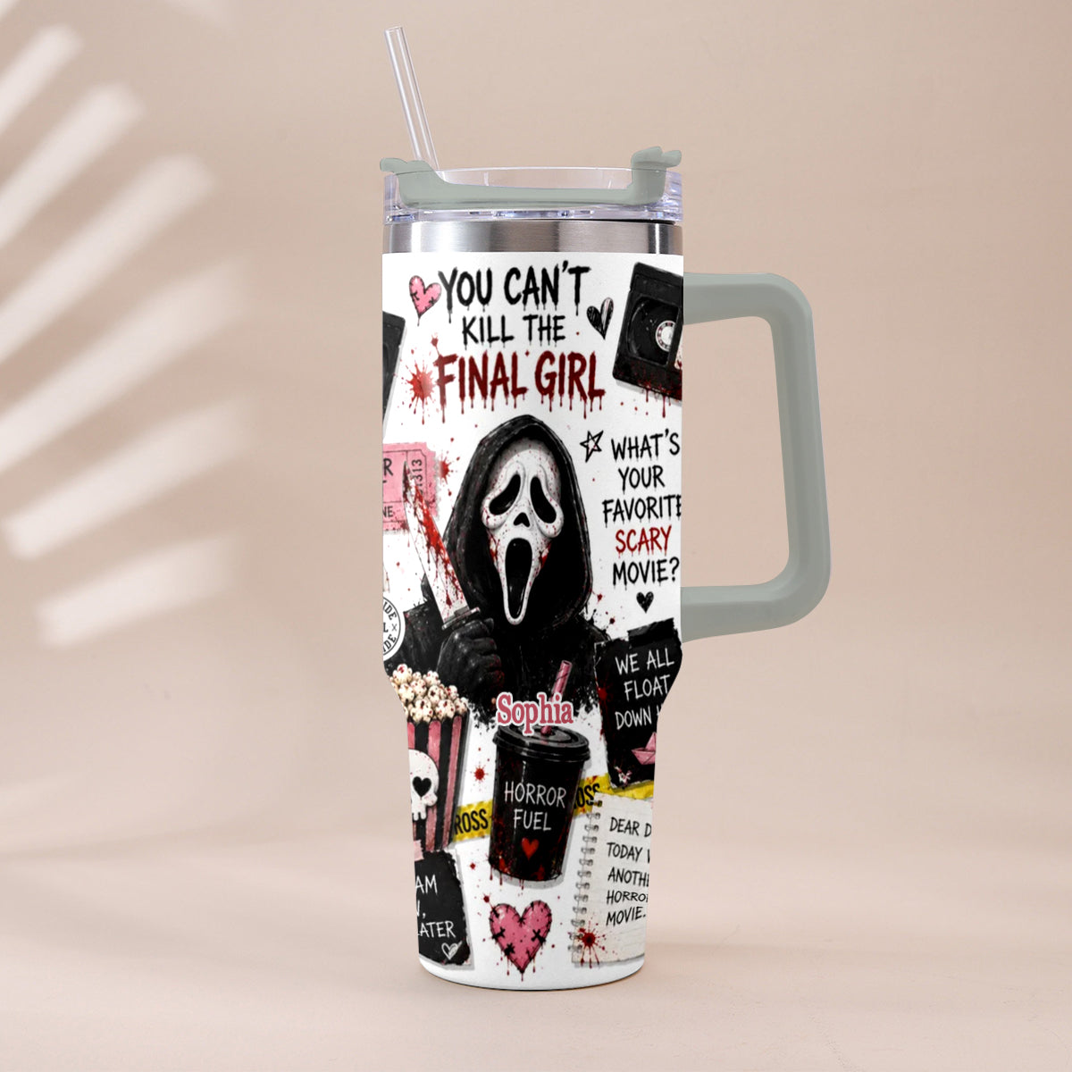 Horror Movie Fans - Personalized Horror Character Tumbler With Plush Charm