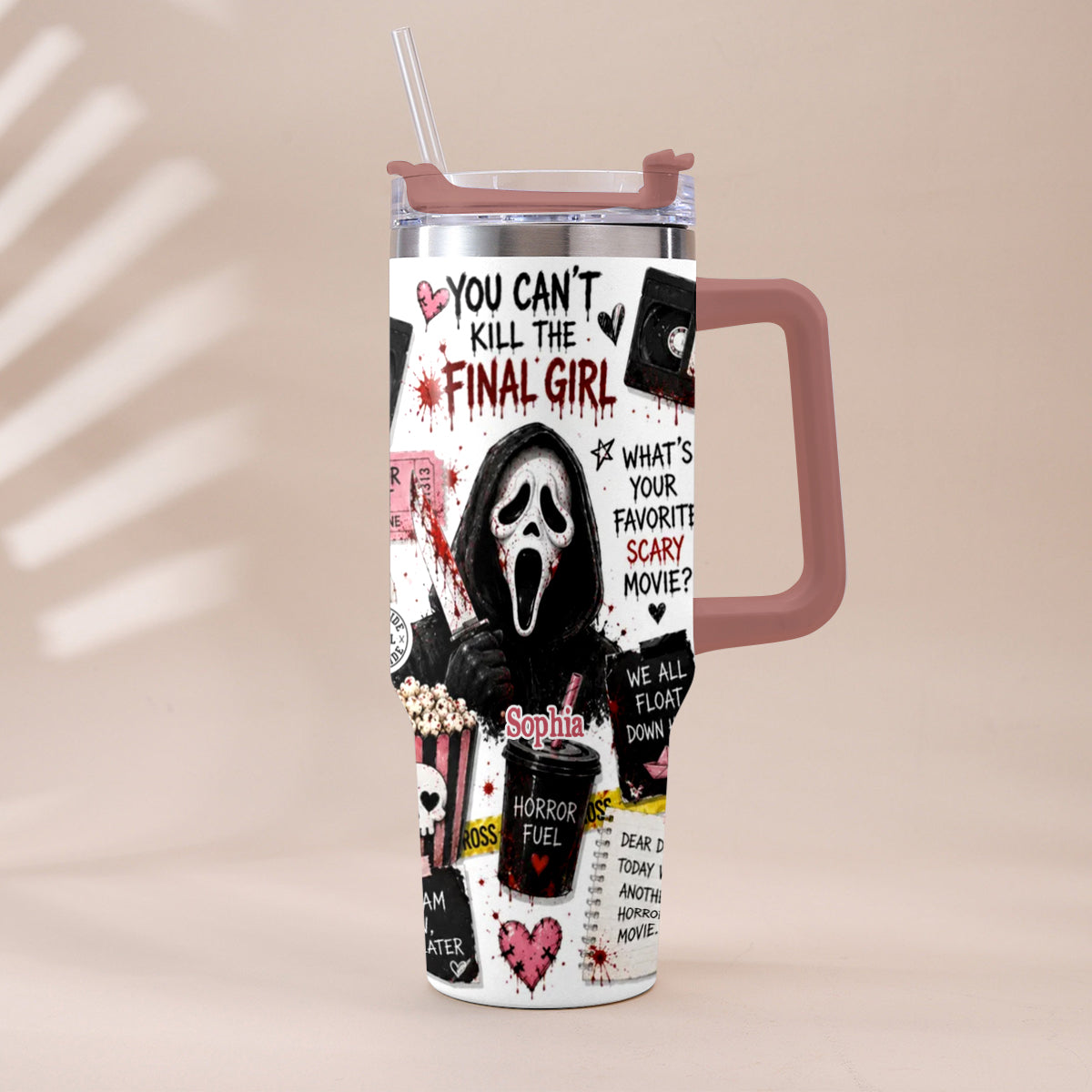 Horror Movie Fans - Personalized Horror Character Tumbler With Plush Charm